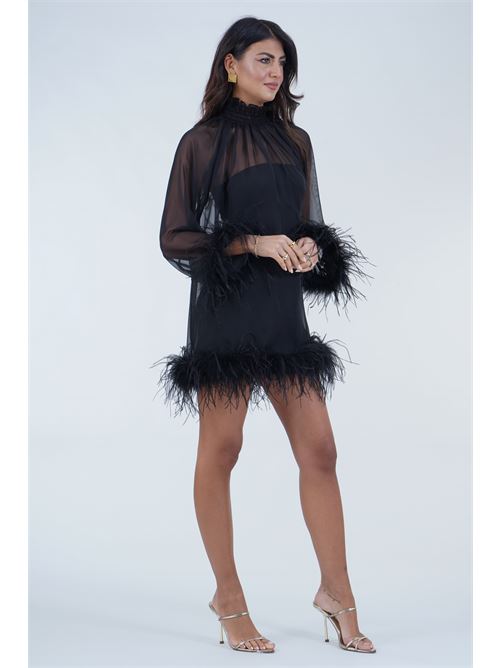 Abito corto Asterm in organza con piume Alma Sanchez | ASTERM-GNERO